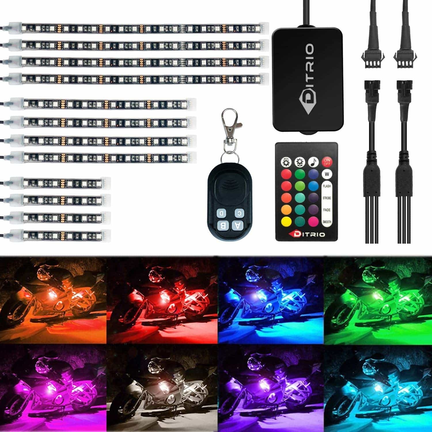 DITRIO Motorcycle LED Light Kit Strips for Harley Davidson