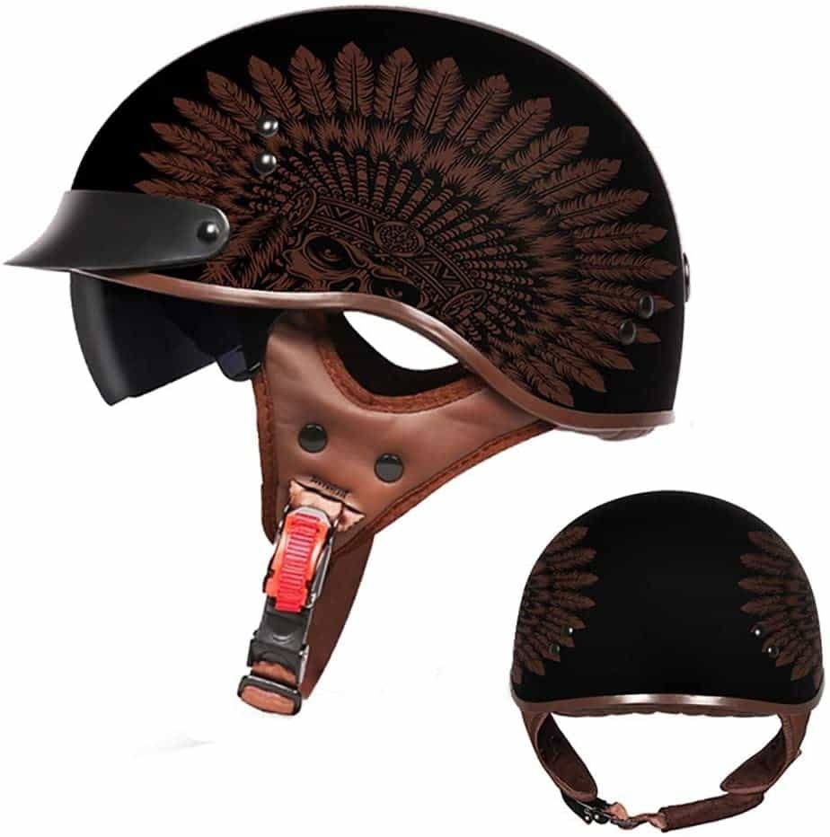 FCHMY Motorcycle Half Helmet Adults Retro Street Riding Half Helmet