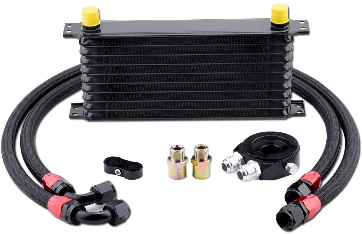 EVIL-ENERGY-10-Row-AN10-10AN-Oil-Cooler-Kit-Universal-Engine-Transmission-Aluminium-Alloy