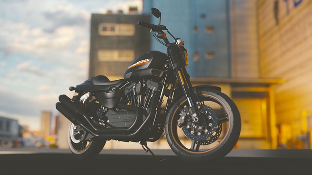 A motorcycle parken on the road.